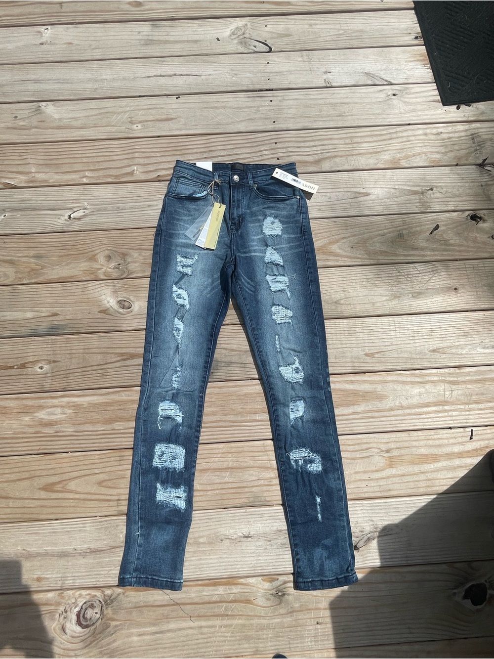 Reason Dark Blue Distressed Skinny Jeans